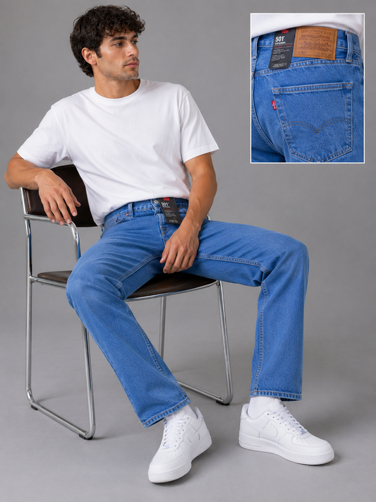 Levi's 501 Men's Straight Fit Regular Light Blue Jeans 100% cotton