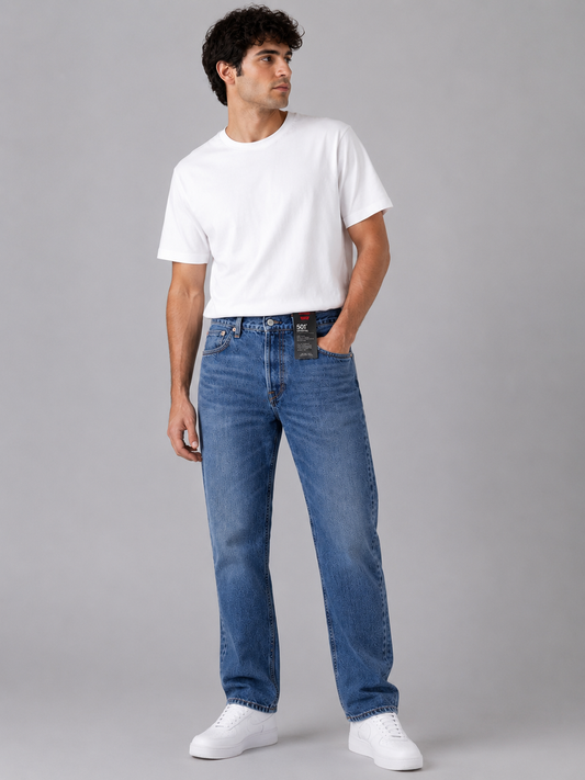 Levi's 501 Men's Straight Fit Regular Mid Blue Jeans 100% Cotton