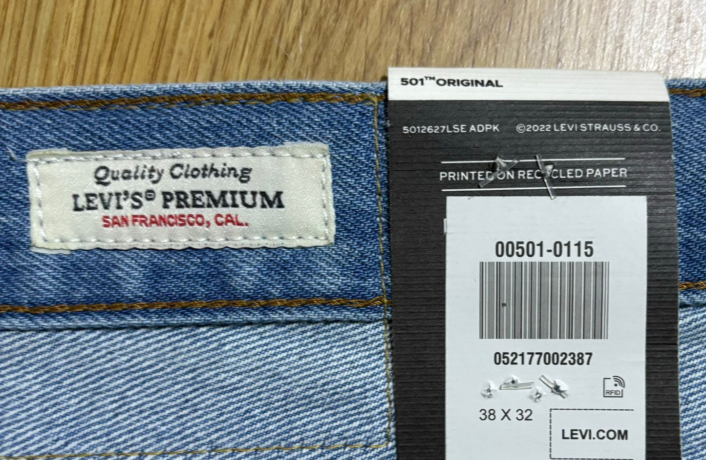 Levi's 501 Men's Straight Fit Regular Light Blue Jeans 100% cotton