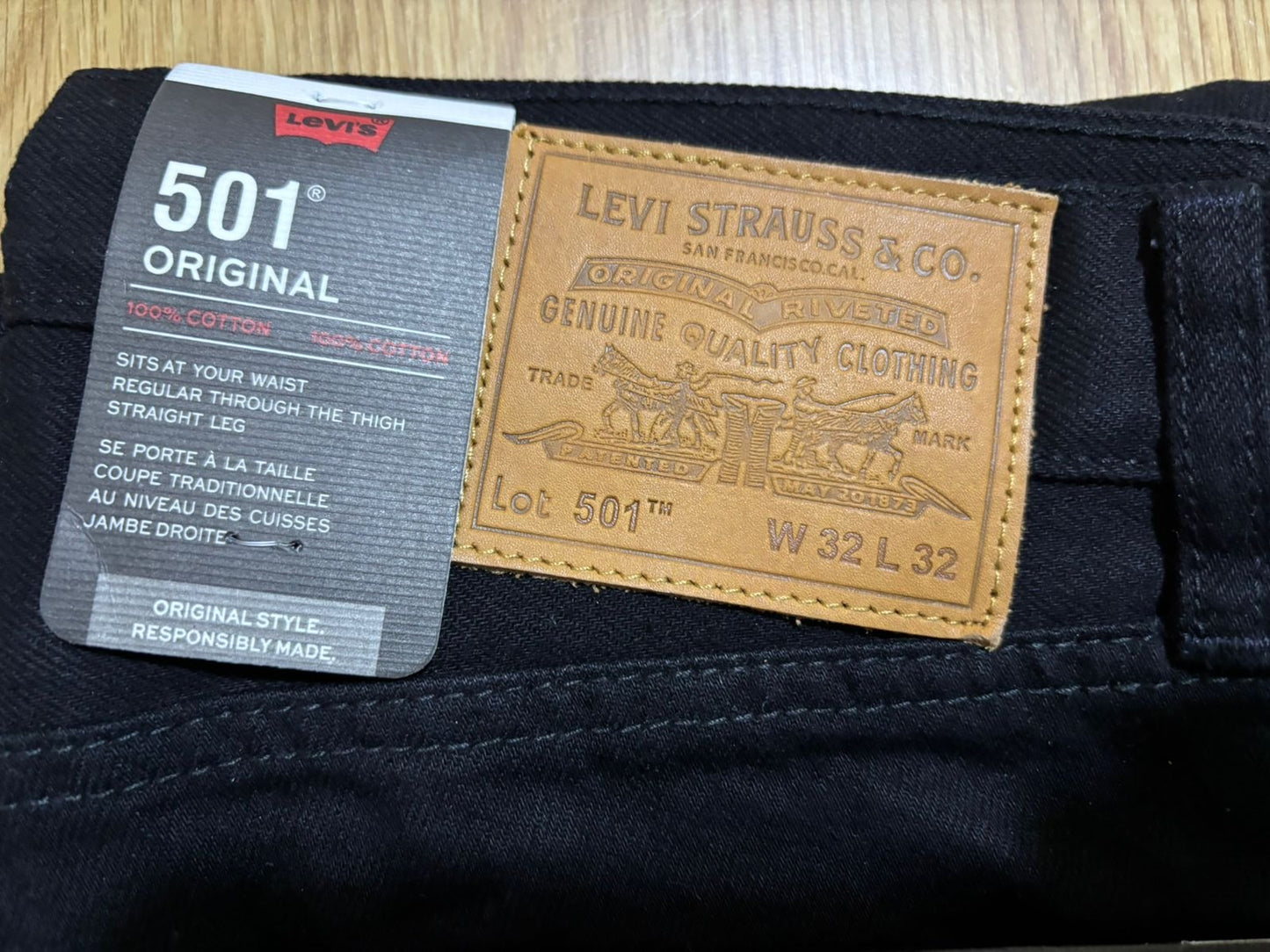 Levi's 501 Men's Straight Fit Regular Black Jeans 100% Cotton