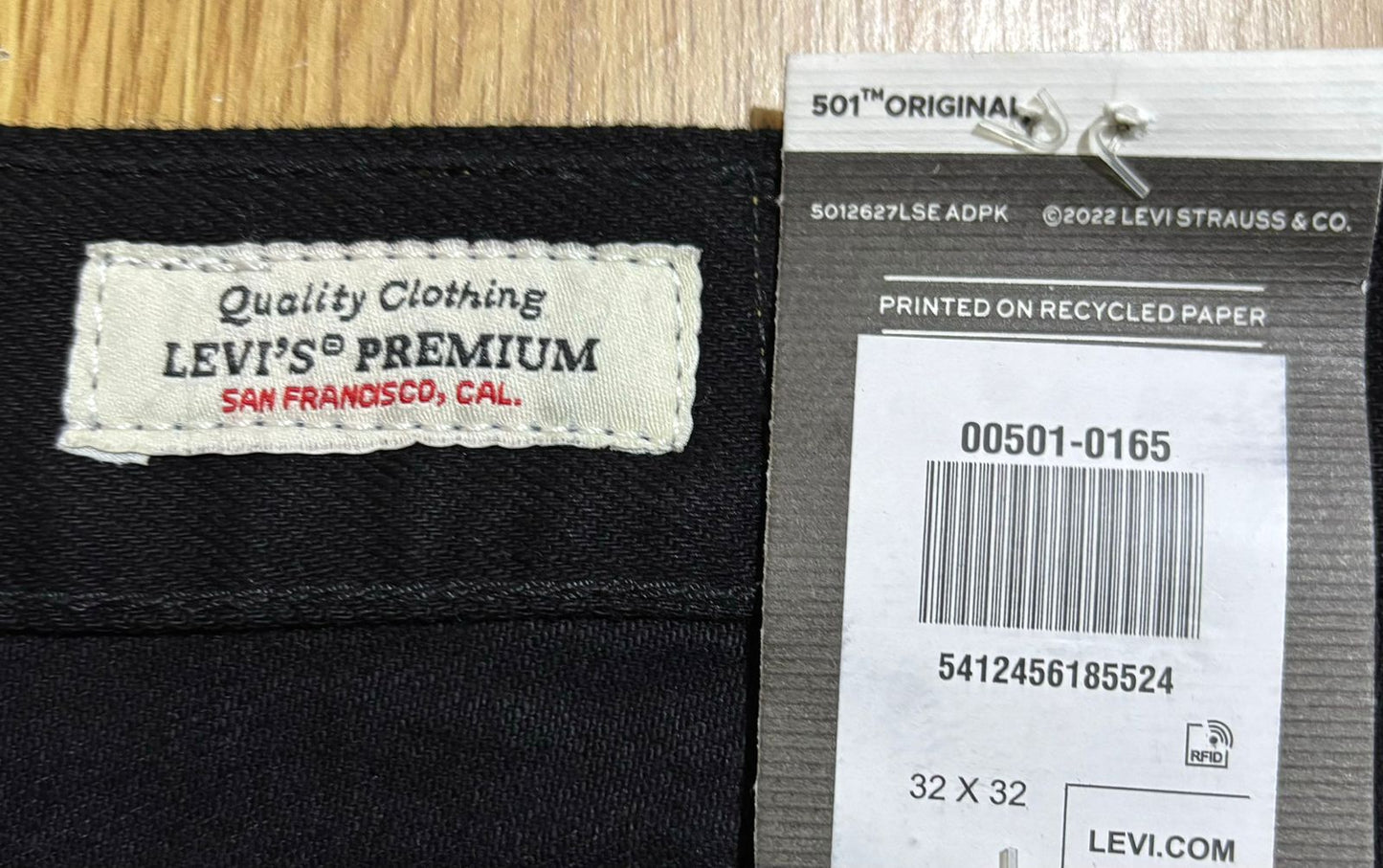 Levi's 501 Men's Straight Fit Regular Black Jeans 100% Cotton